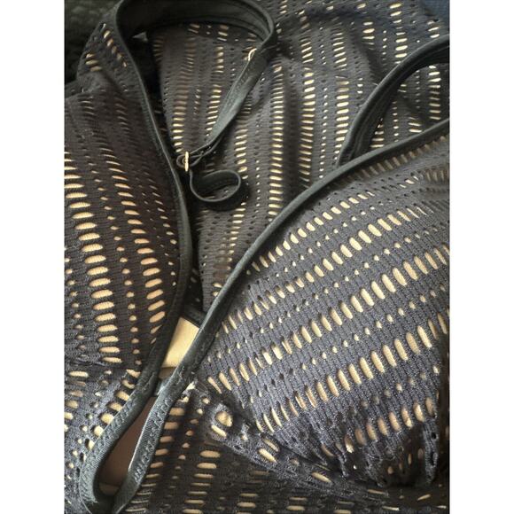 Bar III Artisian Crochet One-Piece Swimsuit, black and nude XL lined boho sexy - Picture 7 of 7